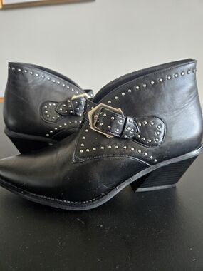 Seven7 Dallas Black Studded Western Ankle Boots